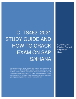 C_TS462_2021 Study Guide and How to Crack Exam on SAP S4HANA