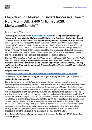 Blockchain IoT Market Surge Valuation Of USD 2,409 million By 2026: MnM