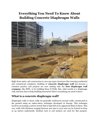 Everything You Need To Know About Building Concrete Diaphragm Walls