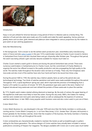 Background of Croton Watch