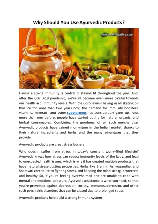 Why Should You Use Ayurvedic Products