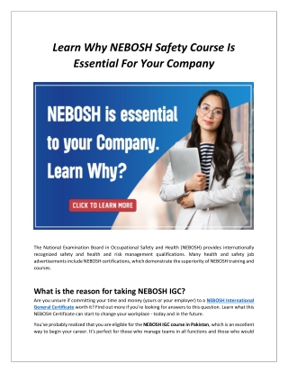 Learn Why NEBOSH Safety Course Is Essential For Your Company
