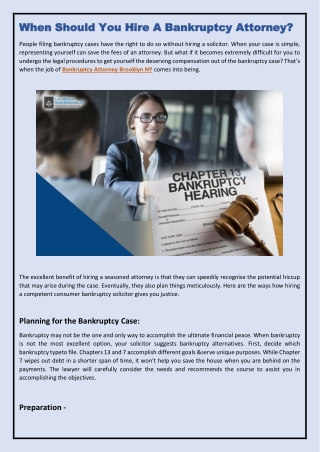 When Should You Hire A Bankruptcy Attorney