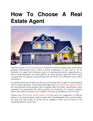 How To Choose A Real Estate Agent