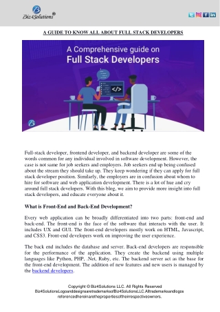 How to become full-stack developer and reasons to hire th