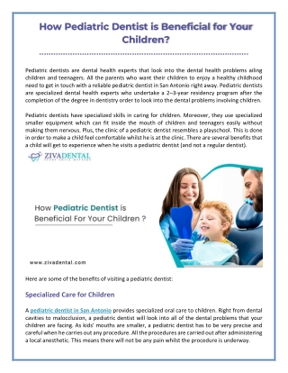 Benefits of Pediatric Dentistry for your Children