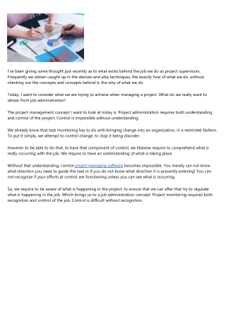 Project Management Concepts - Awareness and also Control