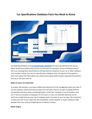 Car Specifications Database Facts You Need to Know
