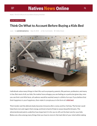 Think On What to Account Before Buying a Kids Bed