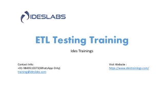 ETL Testing - IDESTRAININGS