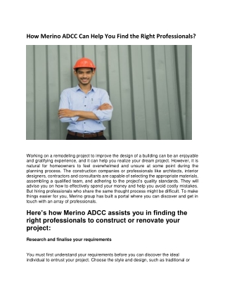 How Merino ADCC Can Help You Find the Right Professionals