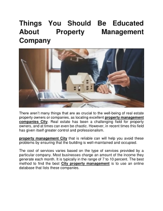 Things You Should Be Educated About Property Management Company