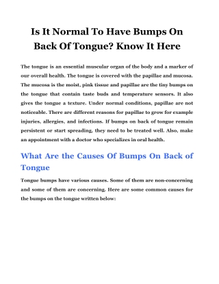 Is It Normal To Have Bumps On Back Of Tongue? Know It Here