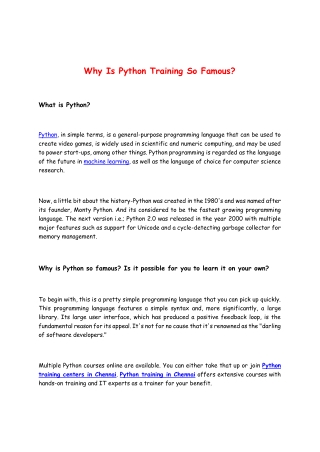 Why Is Python Training So Famous