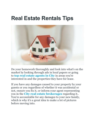 Real Estate Rentals Tips