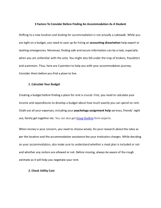 3 Factors To Consider Before Finding An Accommodation As A Student