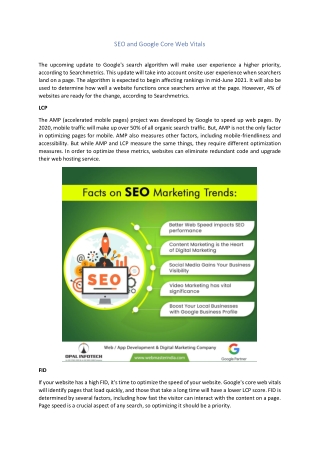 SEO and Google Core Web Vitals