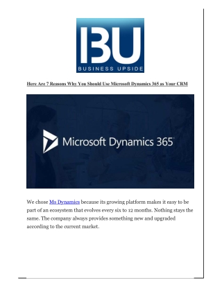 Here Are 7 Reasons Why You Should Use Microsoft Dynamics 365 as Your CRM