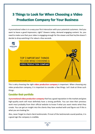 How To Choose The Right Video Production Company for Your Business?