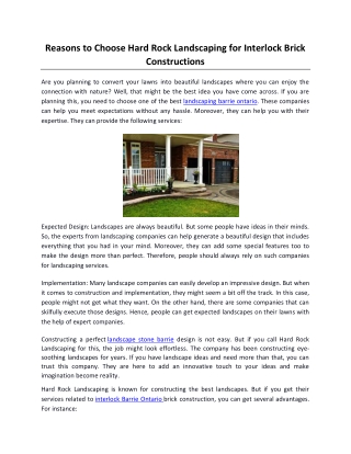 Reasons to Choose Hard Rock Landscaping for Interlock Brick Constructions