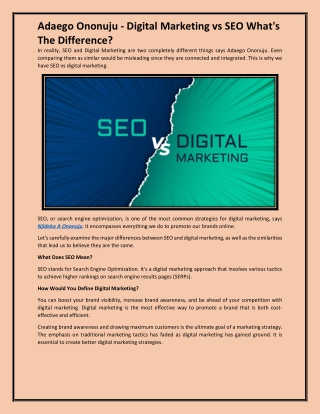 Adaego Ononuju - Digital Marketing vs SEO What's The Difference