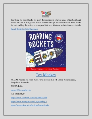 Board Books for Kids Bangalore Toymonkey.in