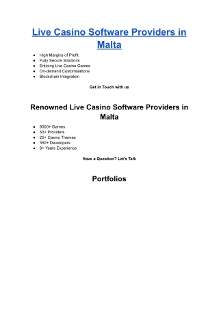 Live Casino Software Providers in Malta