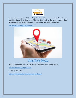 Seo Package for Financial Advisors Viralwebmedia.com