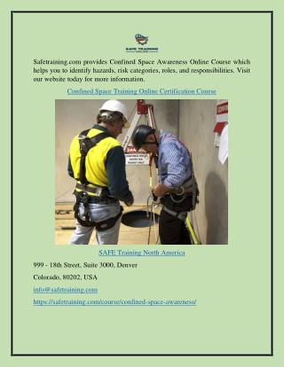 Confined Space Training Online Certification Course