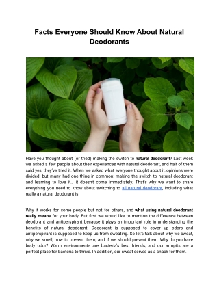 Facts Everyone Should Know About Natural Deodorants