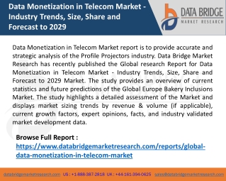 Data Monetization in Telecom Market - Industry Trends, Size, Share and Forecast to 2029