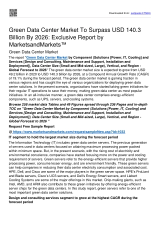 Green Data Center Market Surge Valuation Of USD 140.3 billion By 2026: MnM