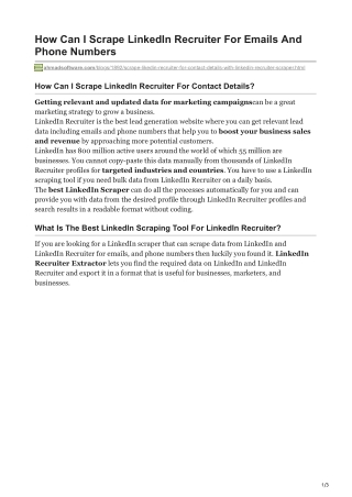 How Can I Scrape LinkedIn Recruiter For Emails And Phone Numbers