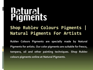 Shop Rublev Colours Pigments | Natural Pigments for Artists