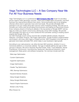 Vega Technologies LLC – A Seo Company Near Me For All Your Business Needs