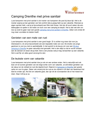 Camping privé sanitair Drenthe
