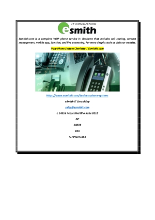 Voip Phone System Charlotte  Esmithit.com