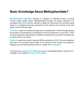 Basic Knowledge About Methylphenidate