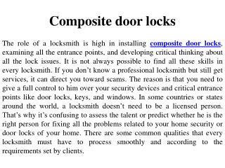 Composite door locks