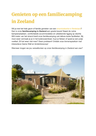 Vakantiehuis in Zeeland