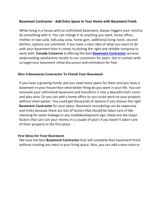 Invest in the best basement contractor to turn your empty space into your ideal