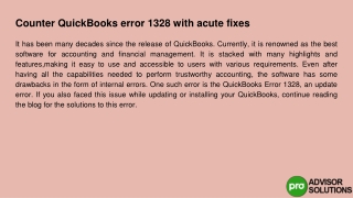 How to Fast Fix With Counter QuickBooks Error 1328