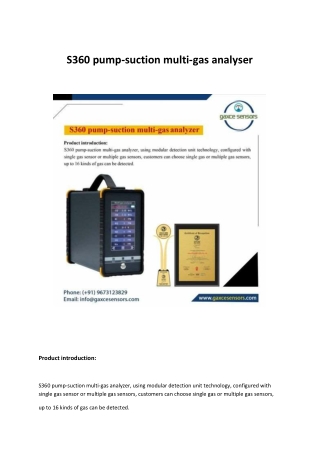 S360 pump-suction multi-gas analyser
