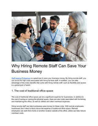 Why Hiring Remote Staff Can Save Your Business Money