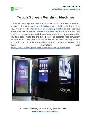 Touch Screen Vending Machine