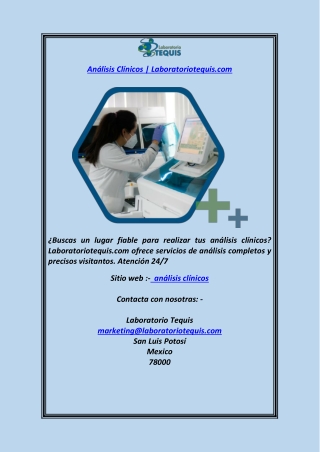 Análisis Clínicos  Laboratoriotequis.com