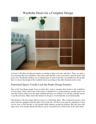 Wardrobe Doors for a Complete Design
