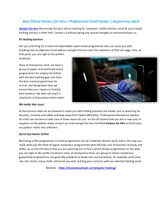 Best Ethical Hackers for Hire | Professional Email Hacker | Anonymous Hack