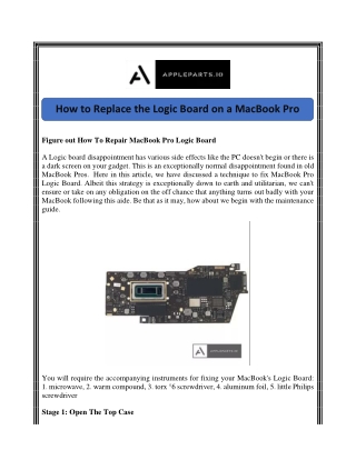 How to Replace the Logic Board on a MacBook Pro