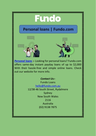 Personal loans | Fundo.com